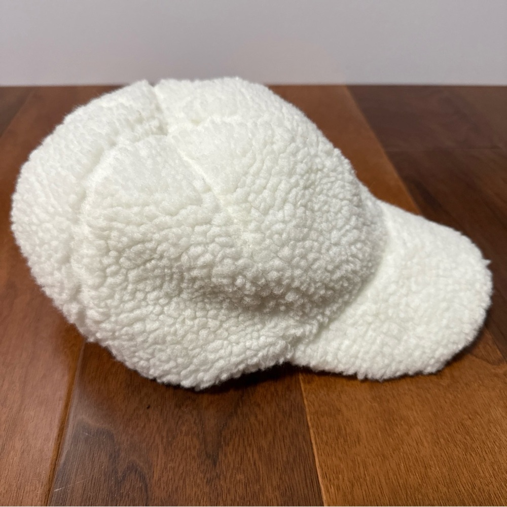 Anthropologie Sherpa White Fleece Baseball Cap / Hat - Picture 3 of 9
